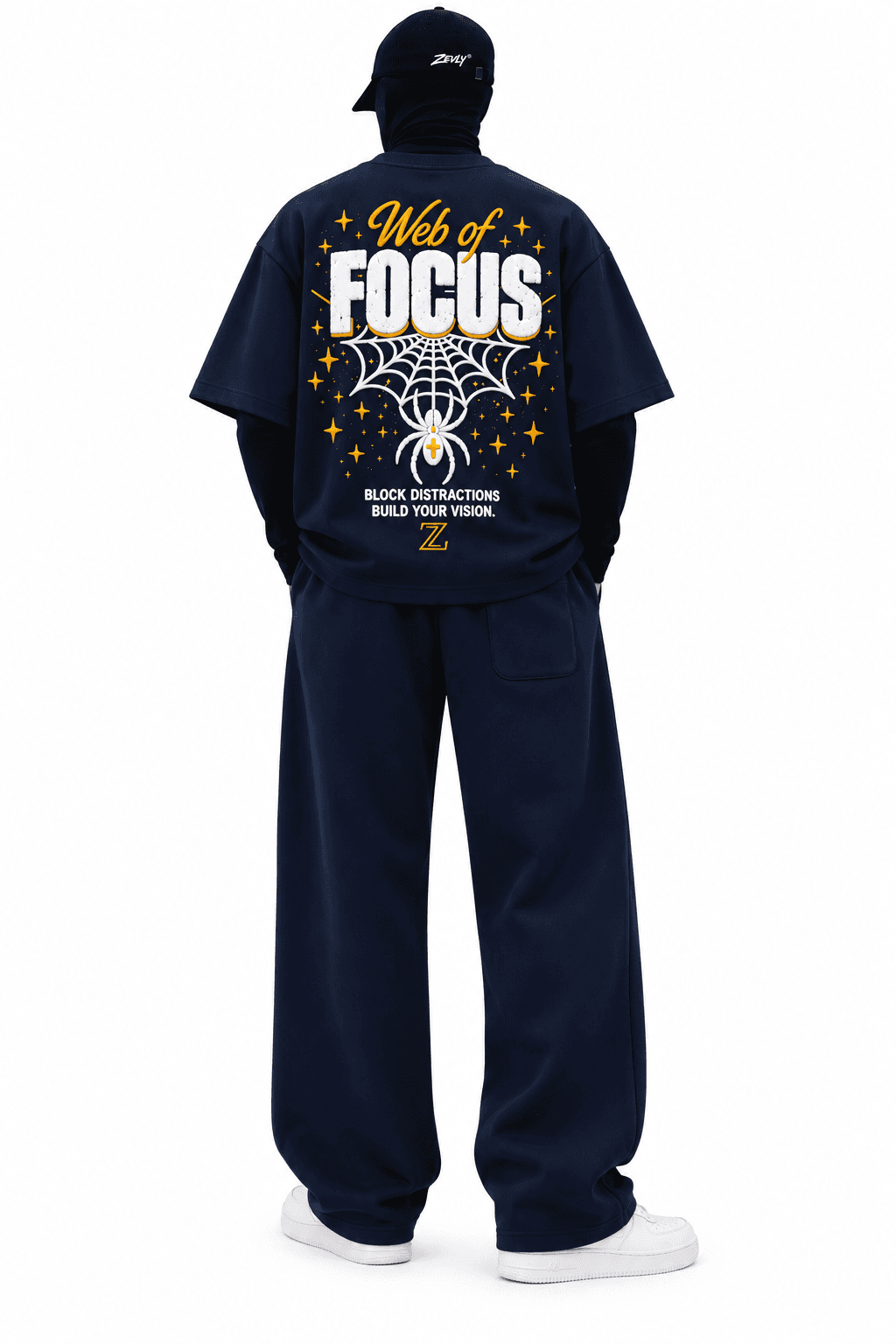 Web of Focus™ Navy Blue Coord Set, back view